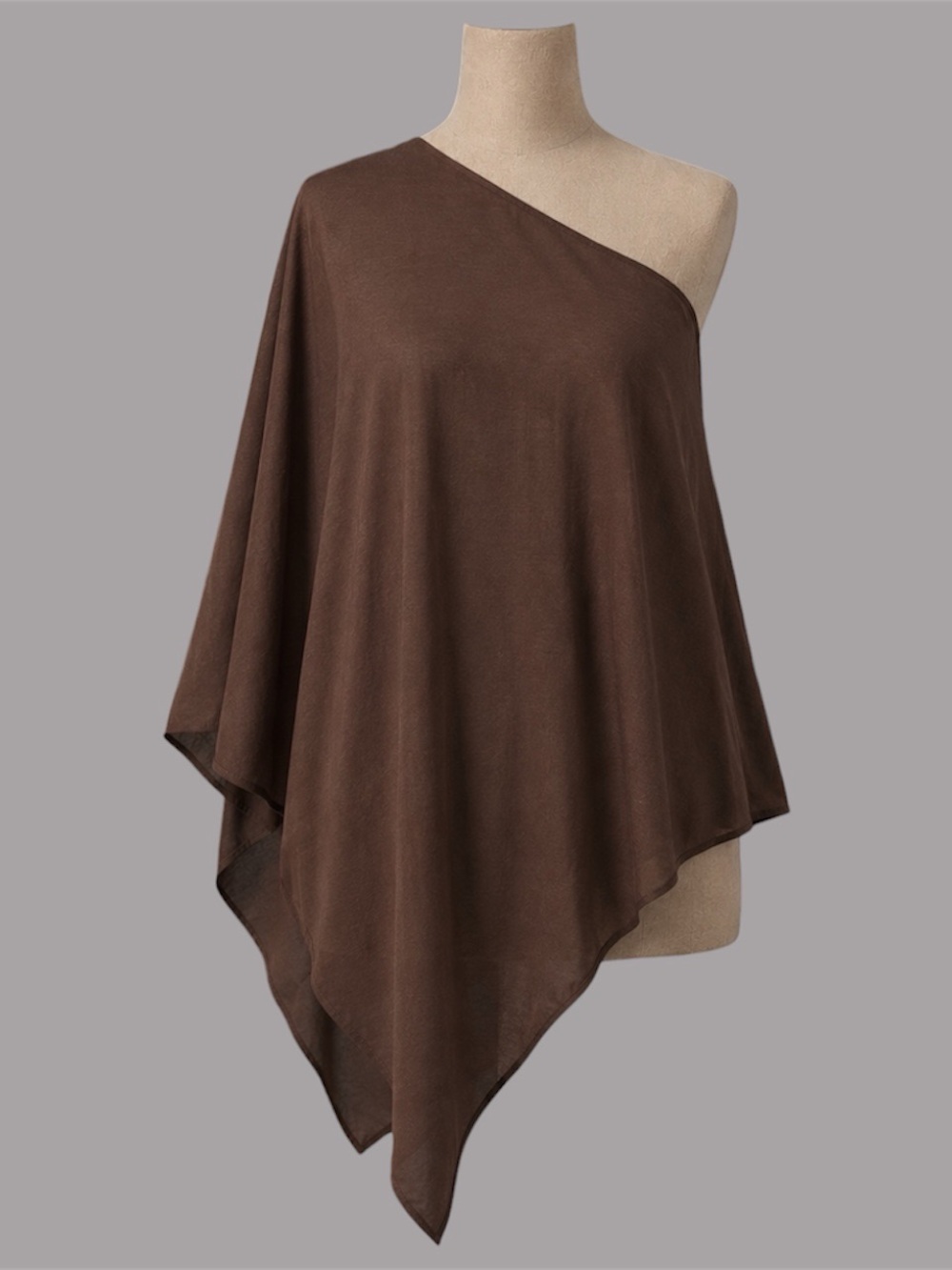 ASOS DESIGN Chocolate One Shoulder Draped Poncho Top